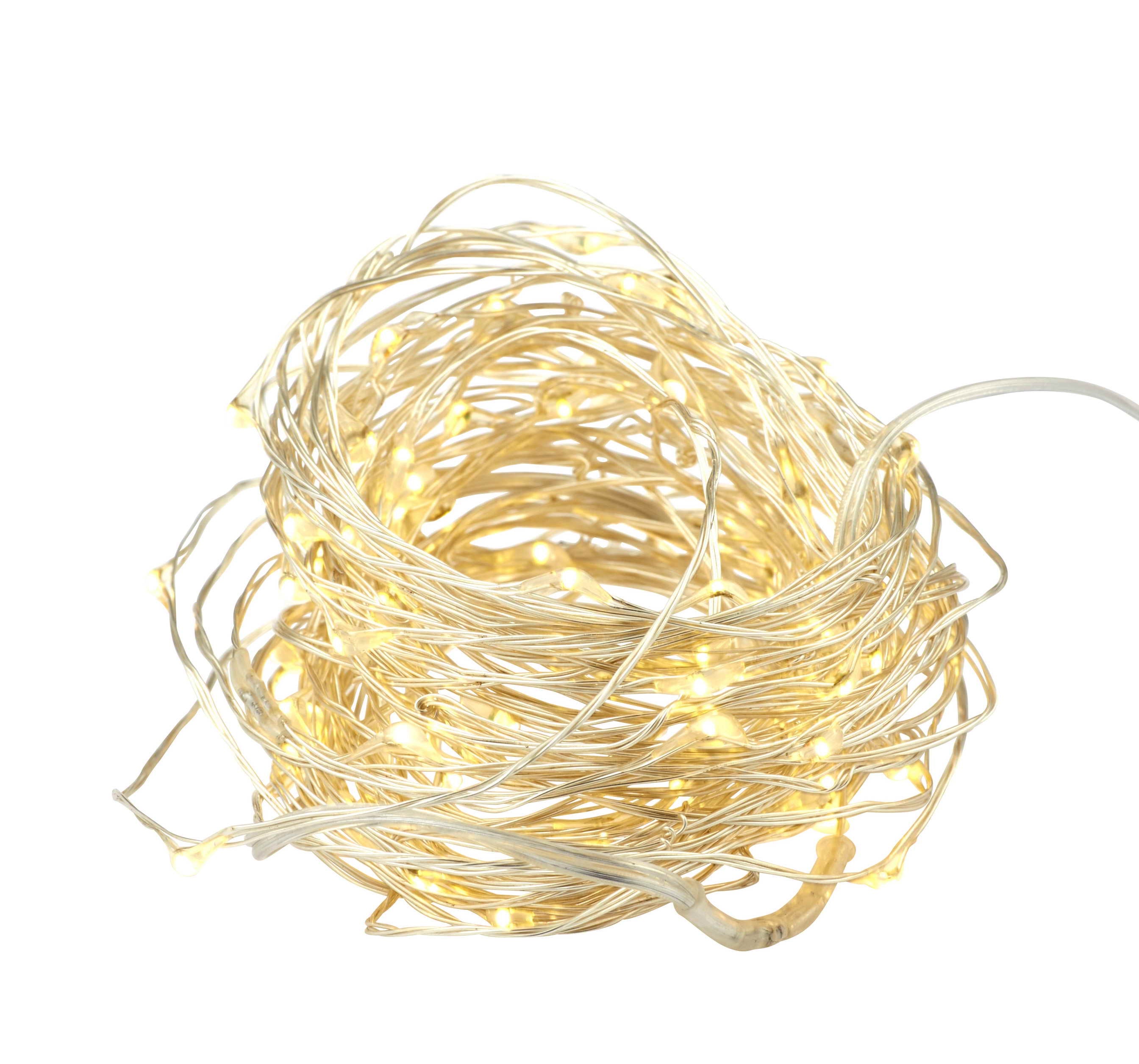 10m LED Battery Operated String Lights | Silver