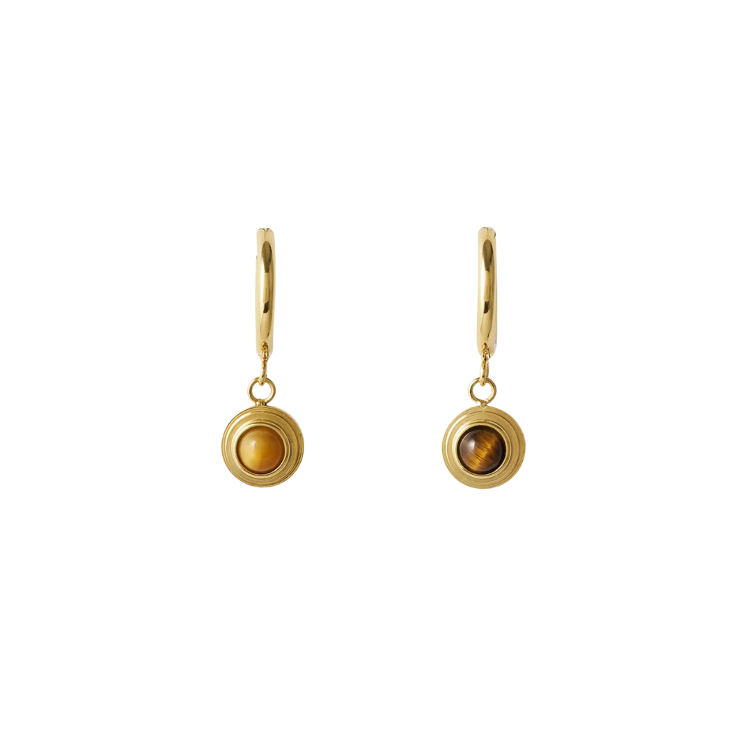 Asher Tiger's Eye Earrings | Gold