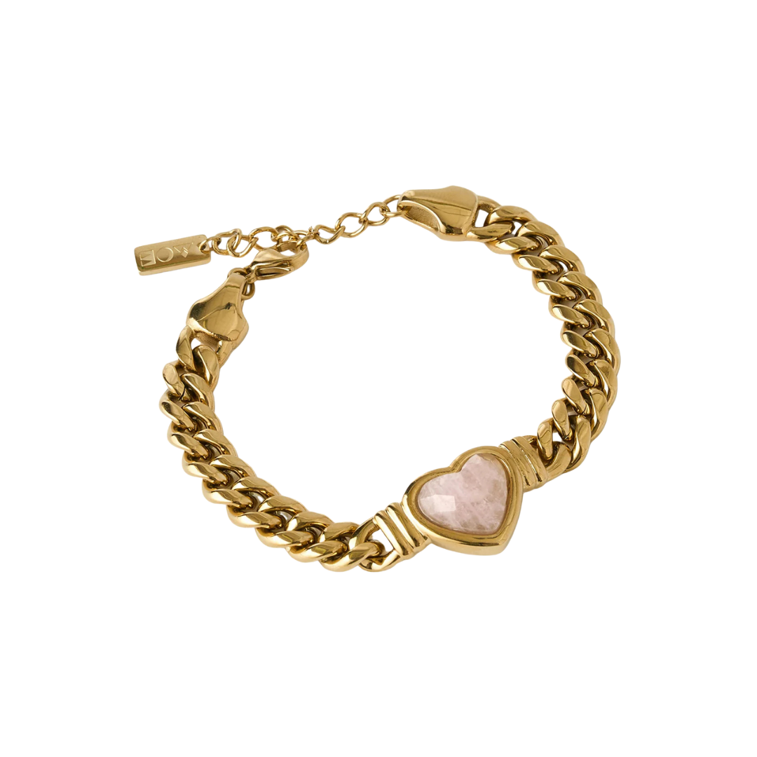 Valentine Rose Quartz Bracelet | Gold