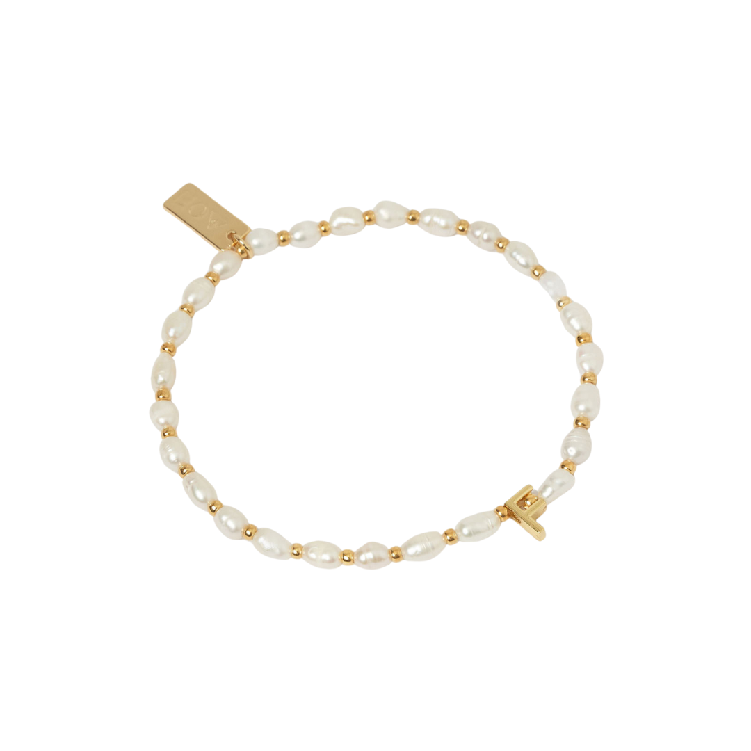 Initial Pearl Bracelet | Gold