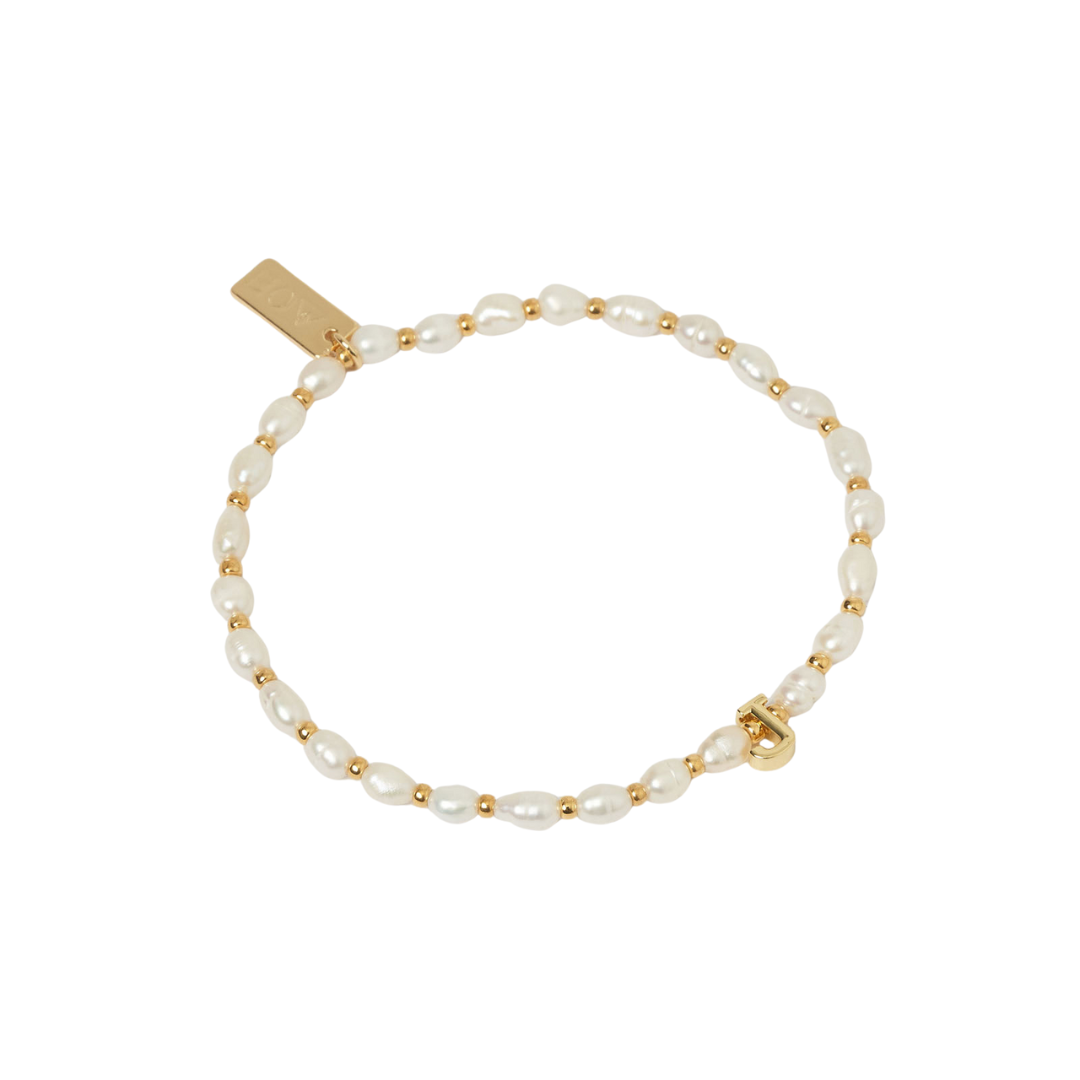 Initial Pearl Bracelet | Gold