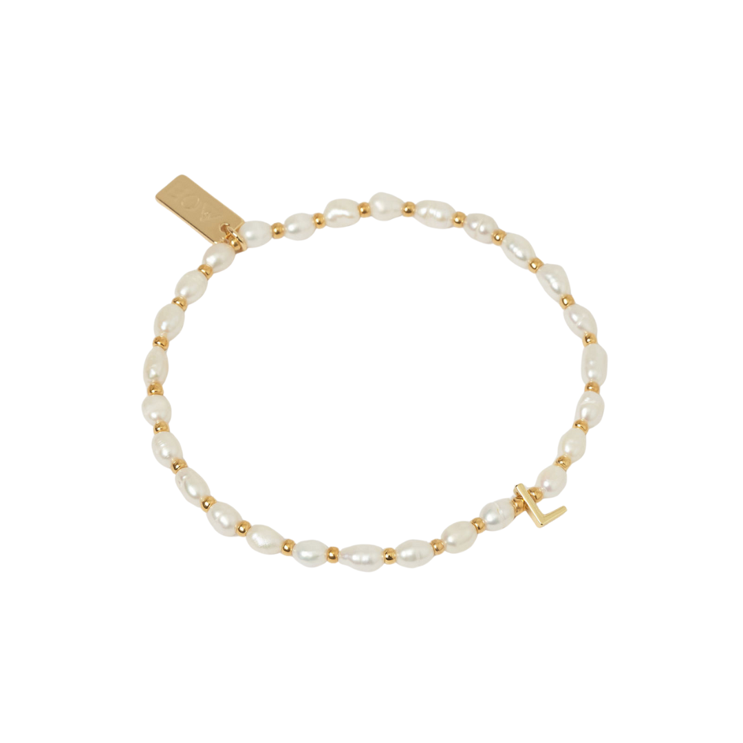 Initial Pearl Bracelet | Gold