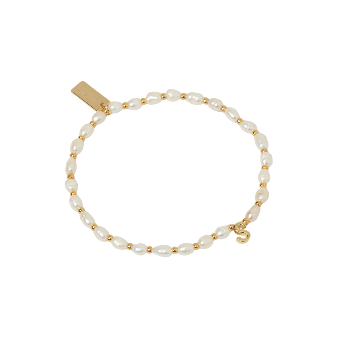 Initial Pearl Bracelet | Gold