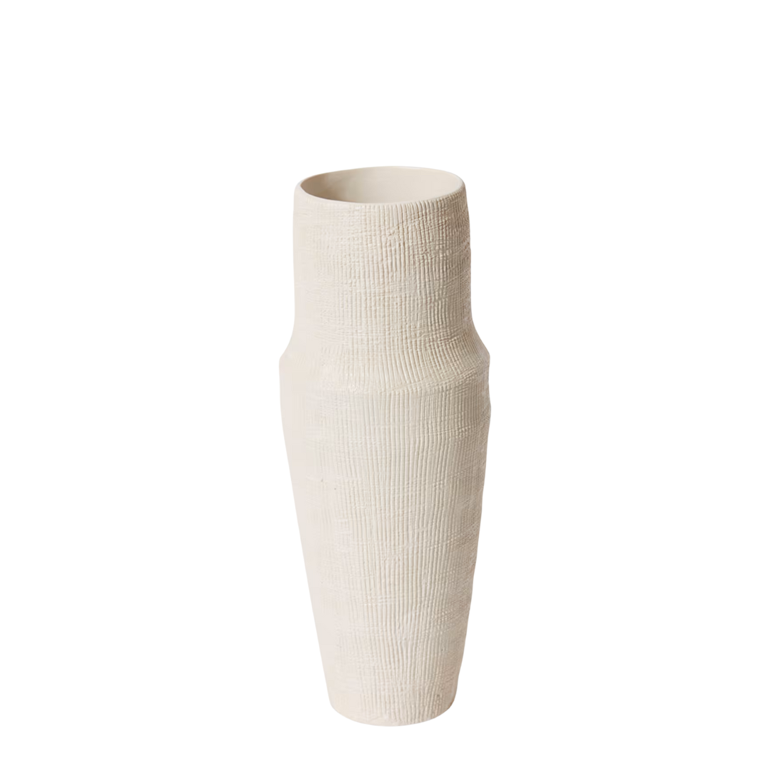 Atlas Hessian White Vase | Medium