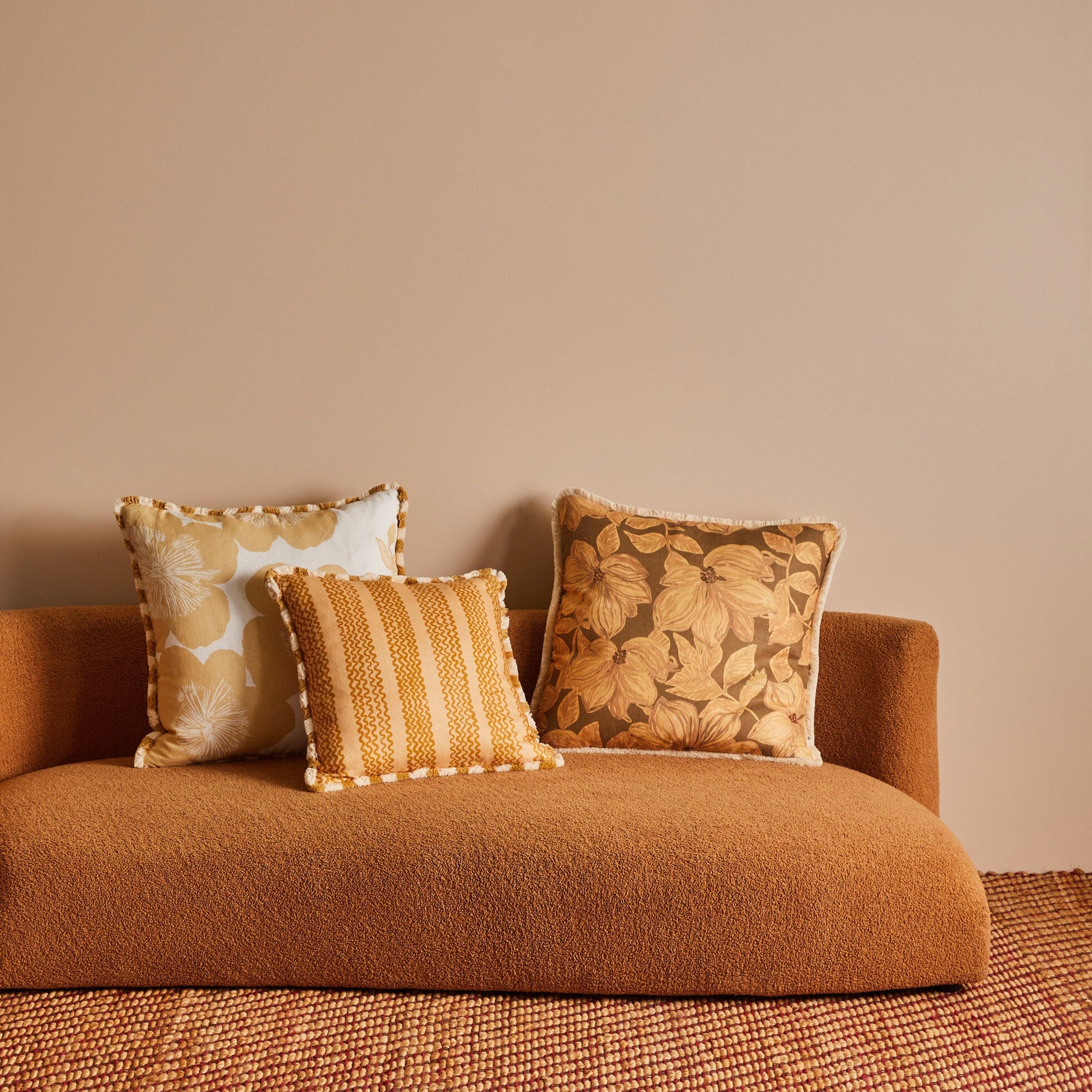 Azalea Caramel Linen Cushion