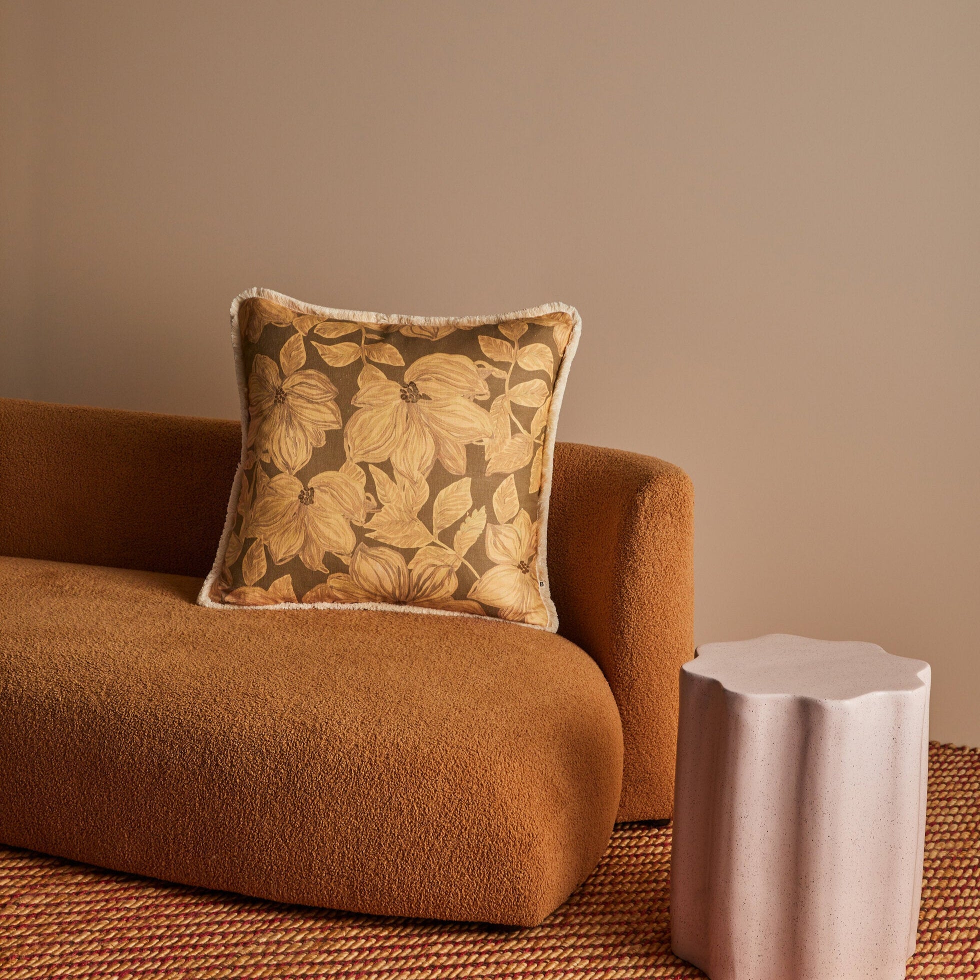 Azalea Caramel Linen Cushion