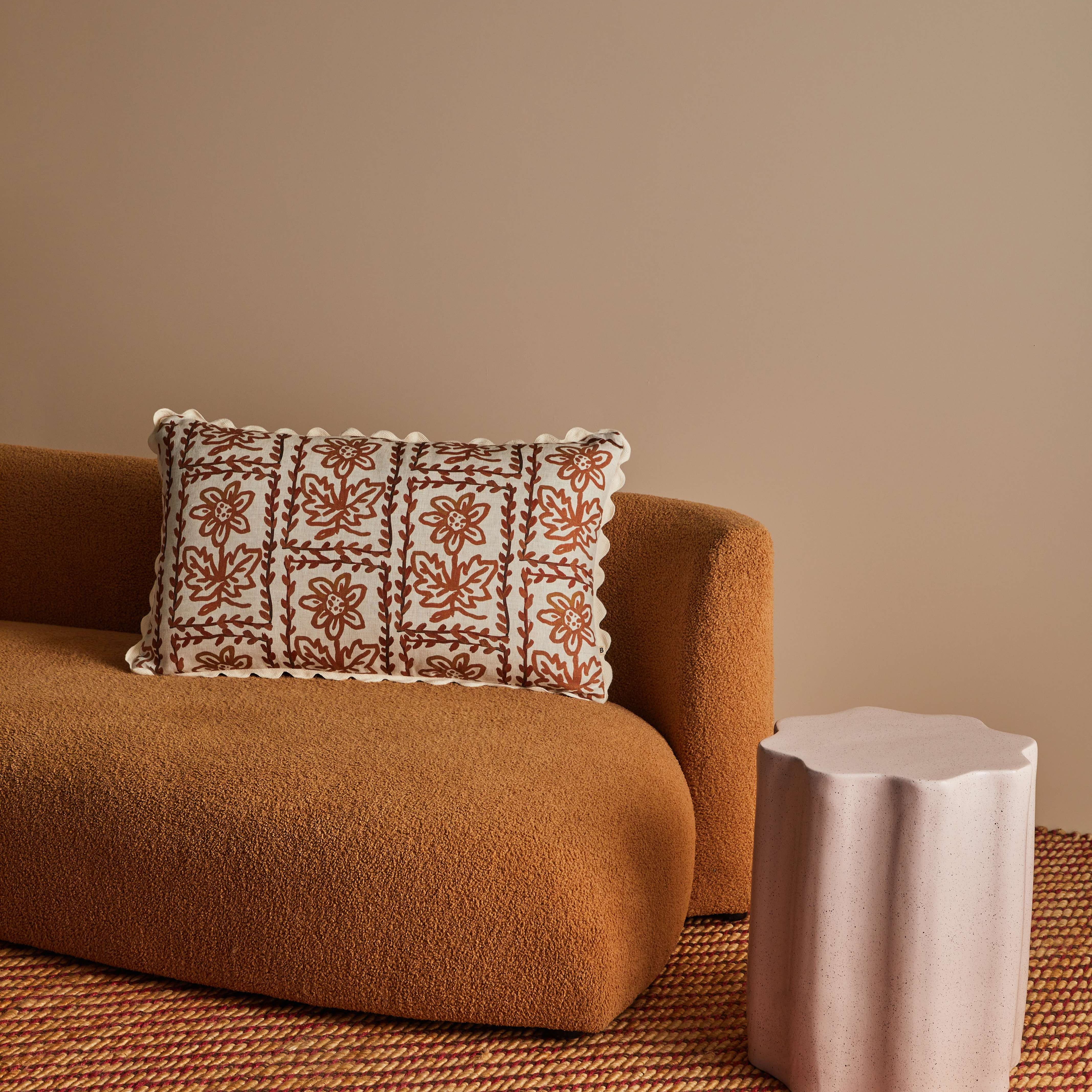 Daisy Hazelnut Linen Cushion