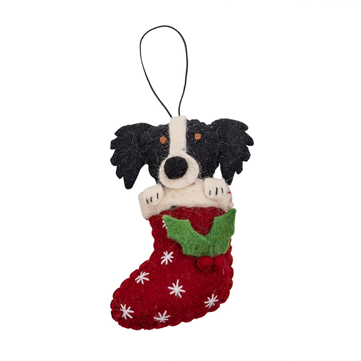 Border Collie in Stocking Christmas Ornament