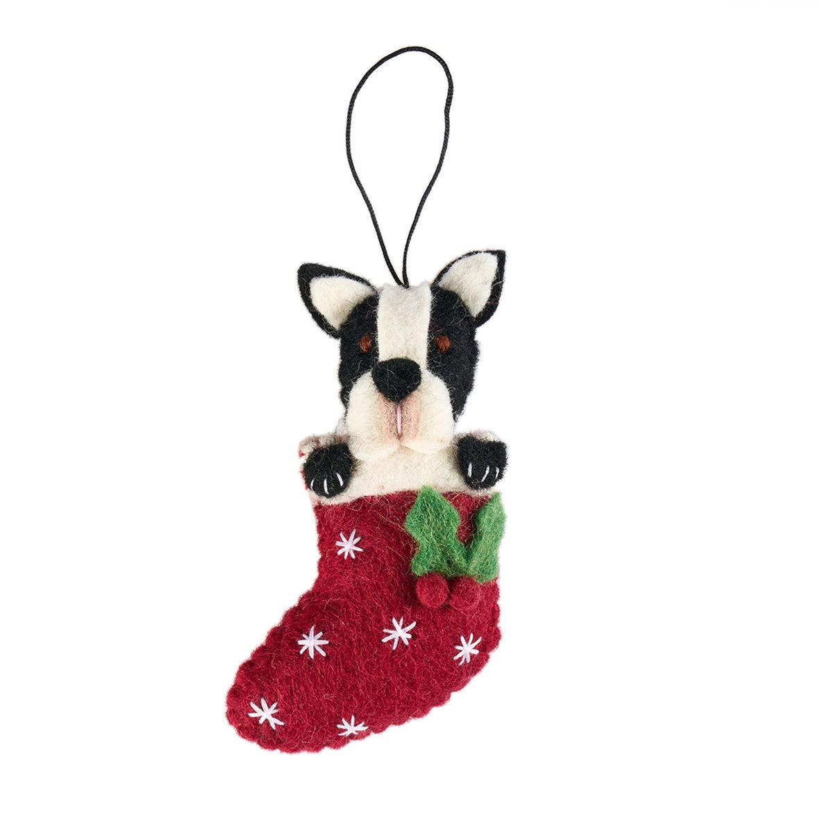 Boxer in Stocking Christmas Ornament