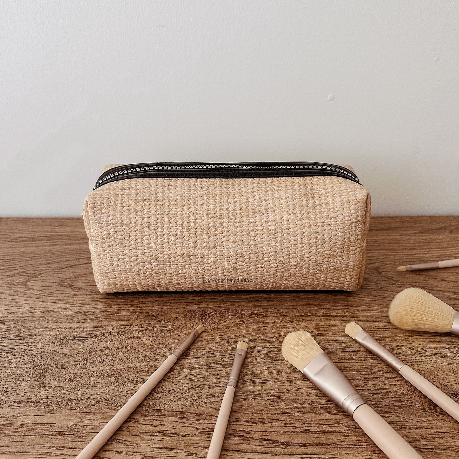 Brianna Makeup Bag | Natural/Black