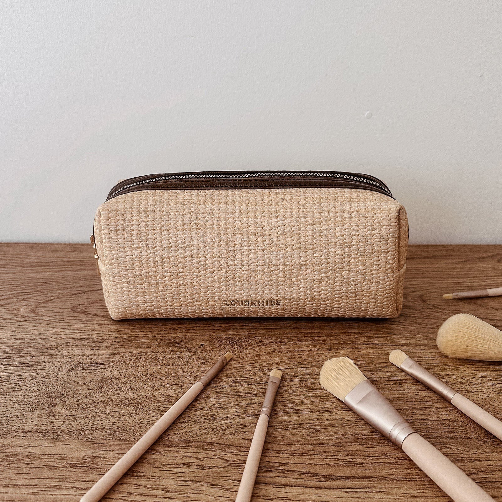 Brianna Makeup Bag | Natural/Chocolate