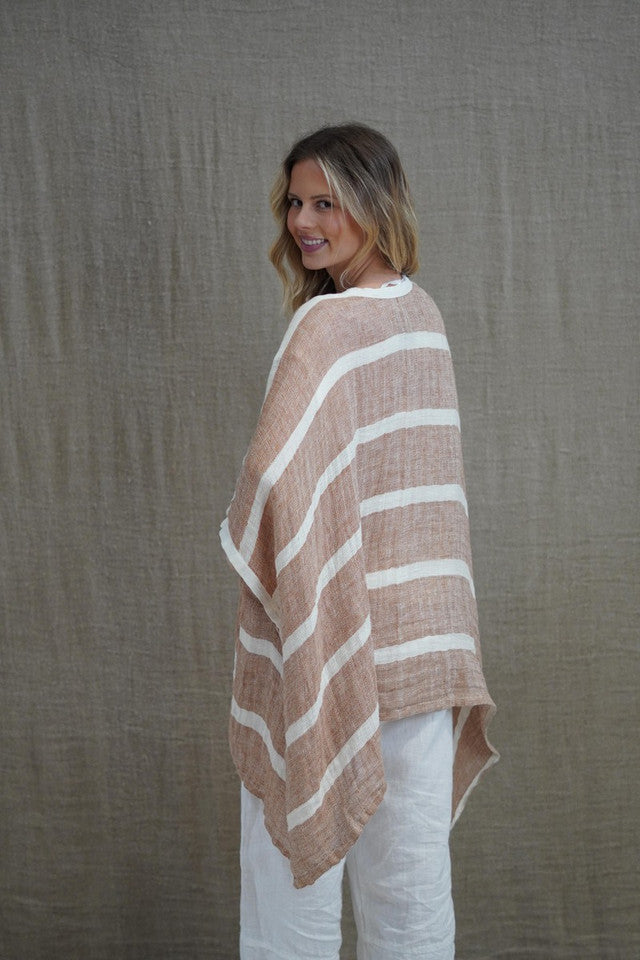 Carmen Cardigan | Rust & White Stripe