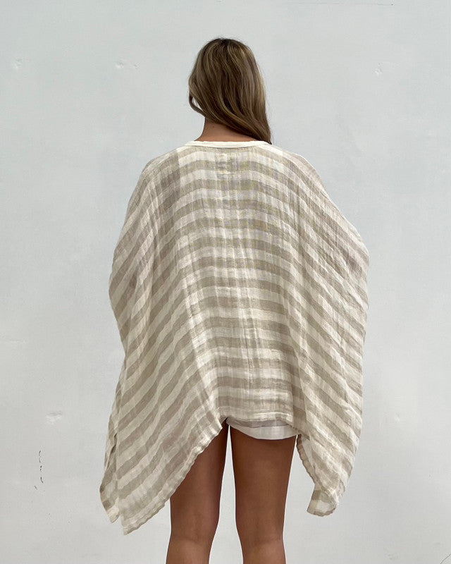 Carmen Cardigan | Natural & White Stripe