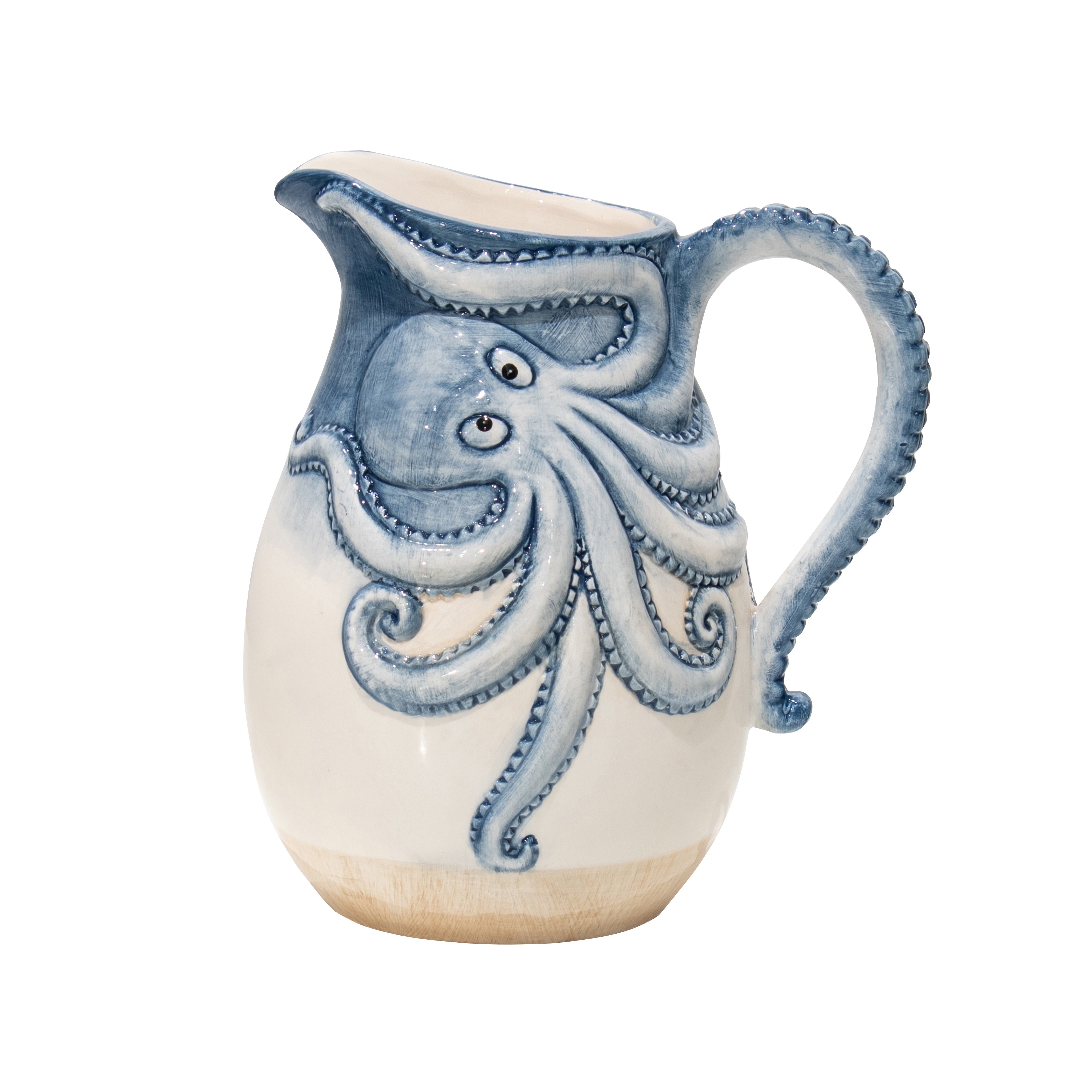 Neptune Blue White Ceramic Octopus Jug