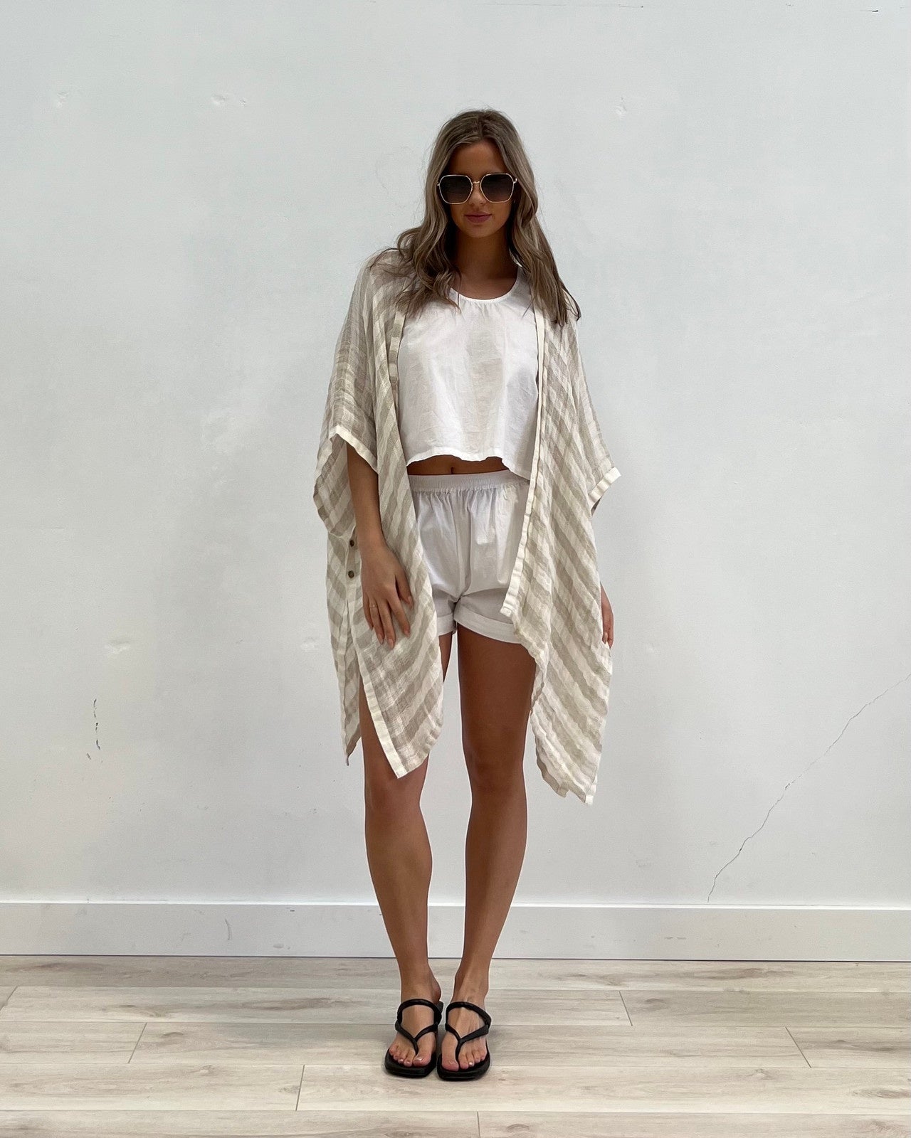 Carmen Cardigan | Natural & White Stripe