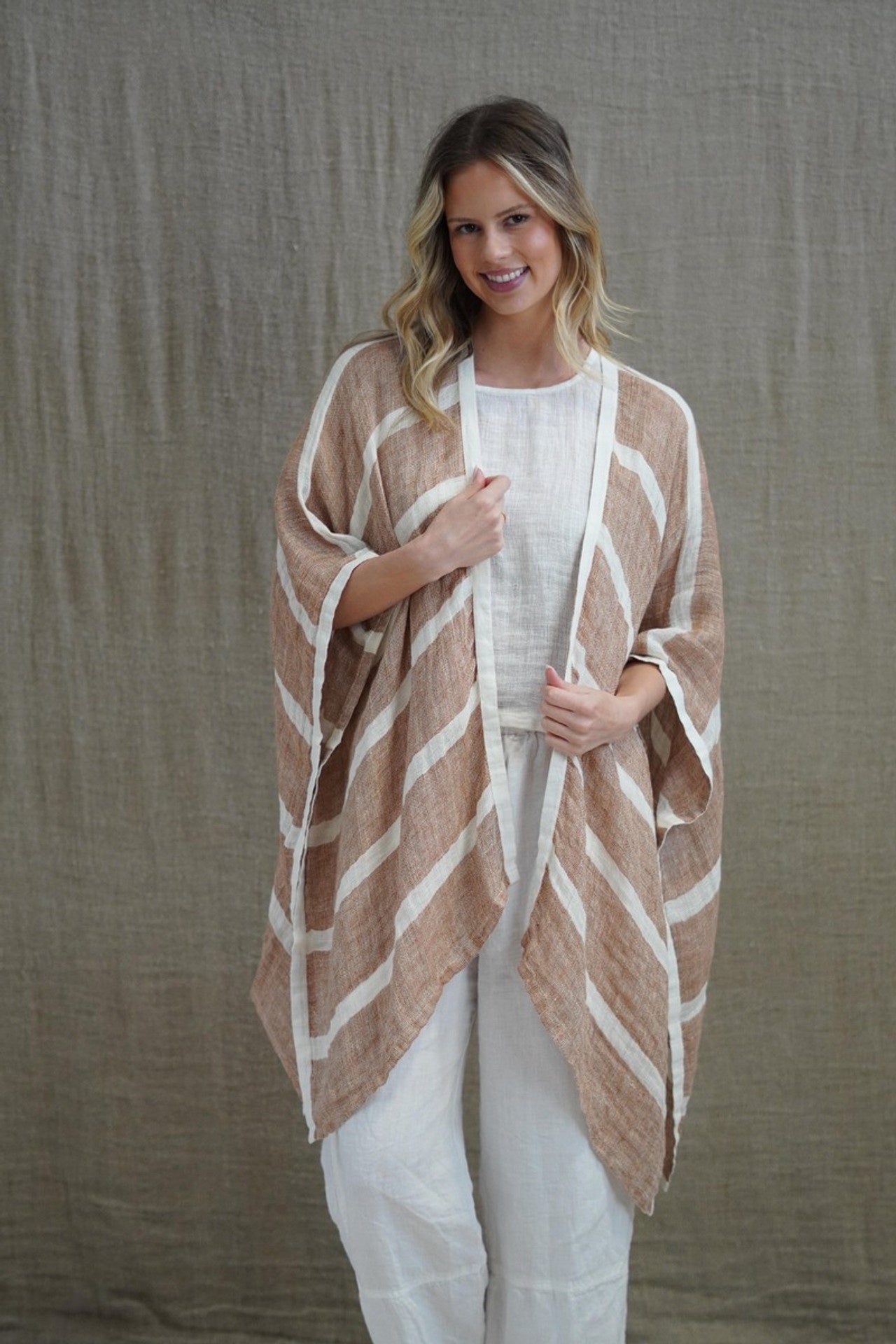 Carmen Cardigan | Rust & White Stripe