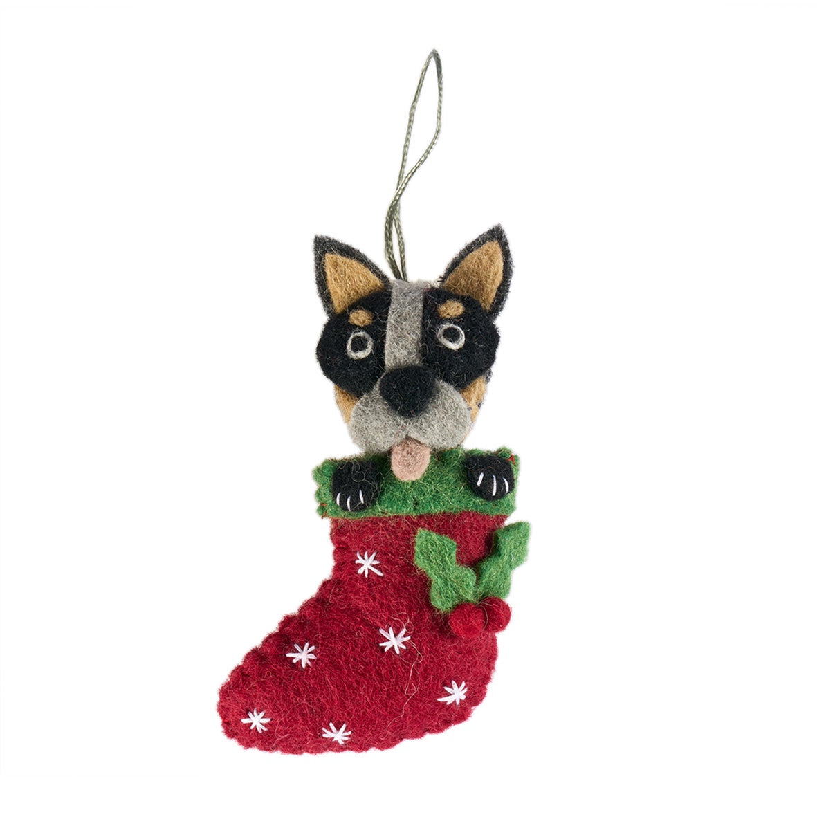 Cattle Dog in Stocking Christmas Ornament