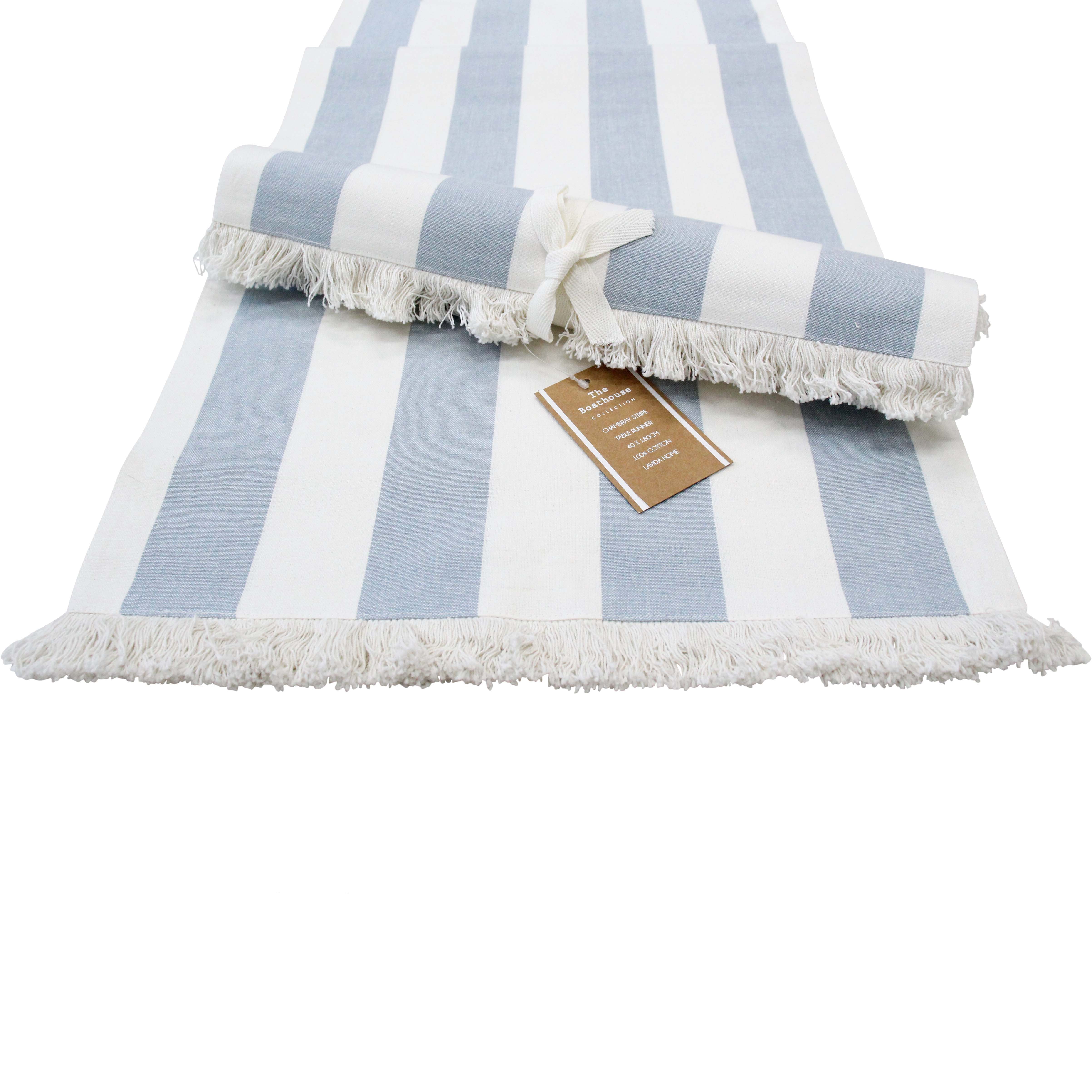 Chambray Stripe Table Runner | Blue