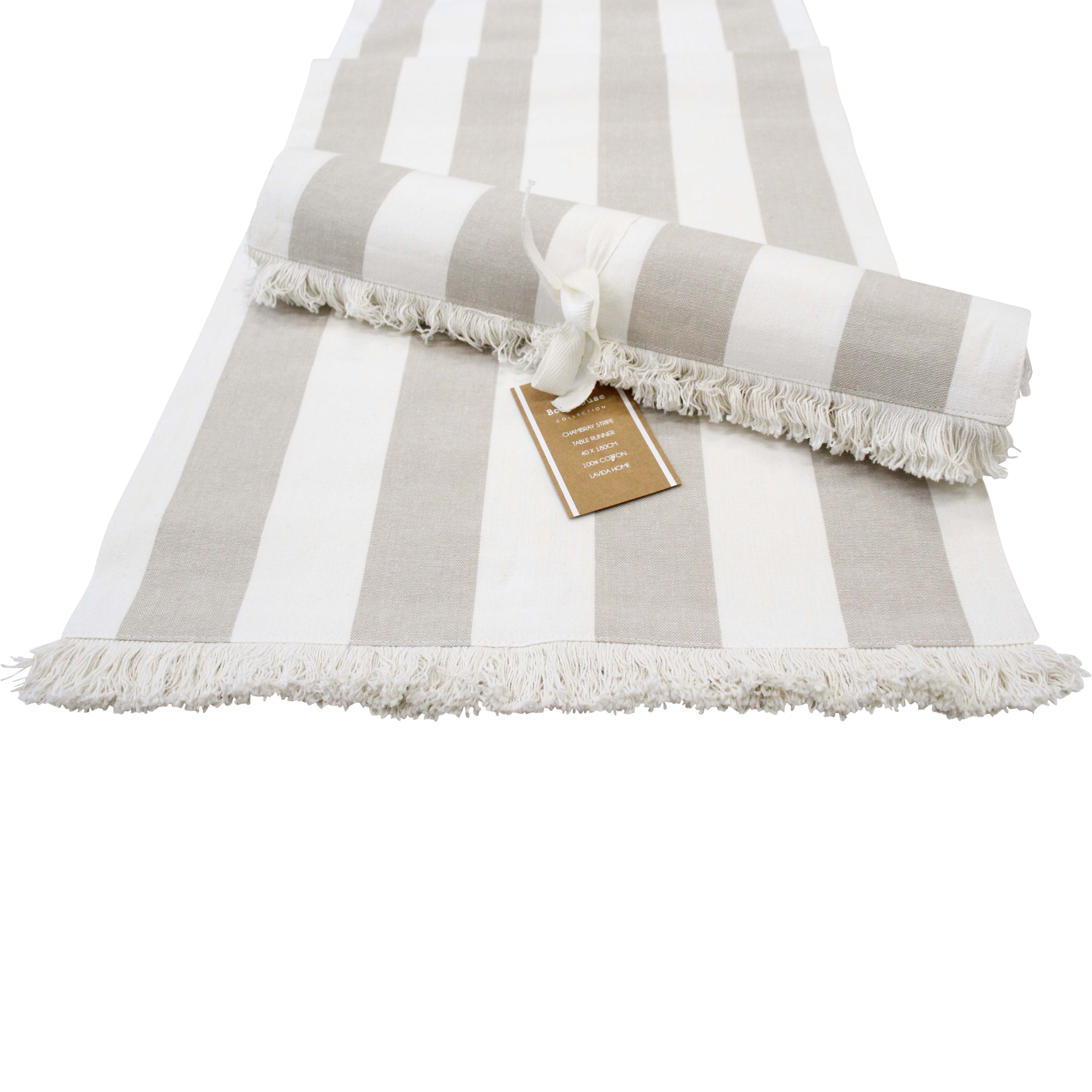 Chambray Stripe Table Runner | Natural