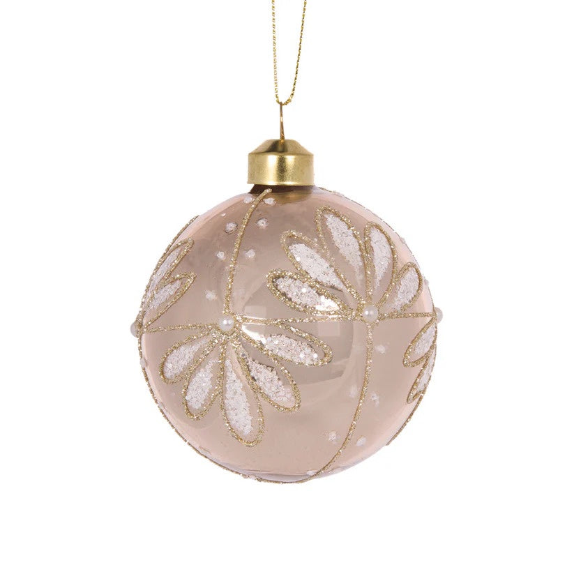 Champagne Iced Floral Bauble