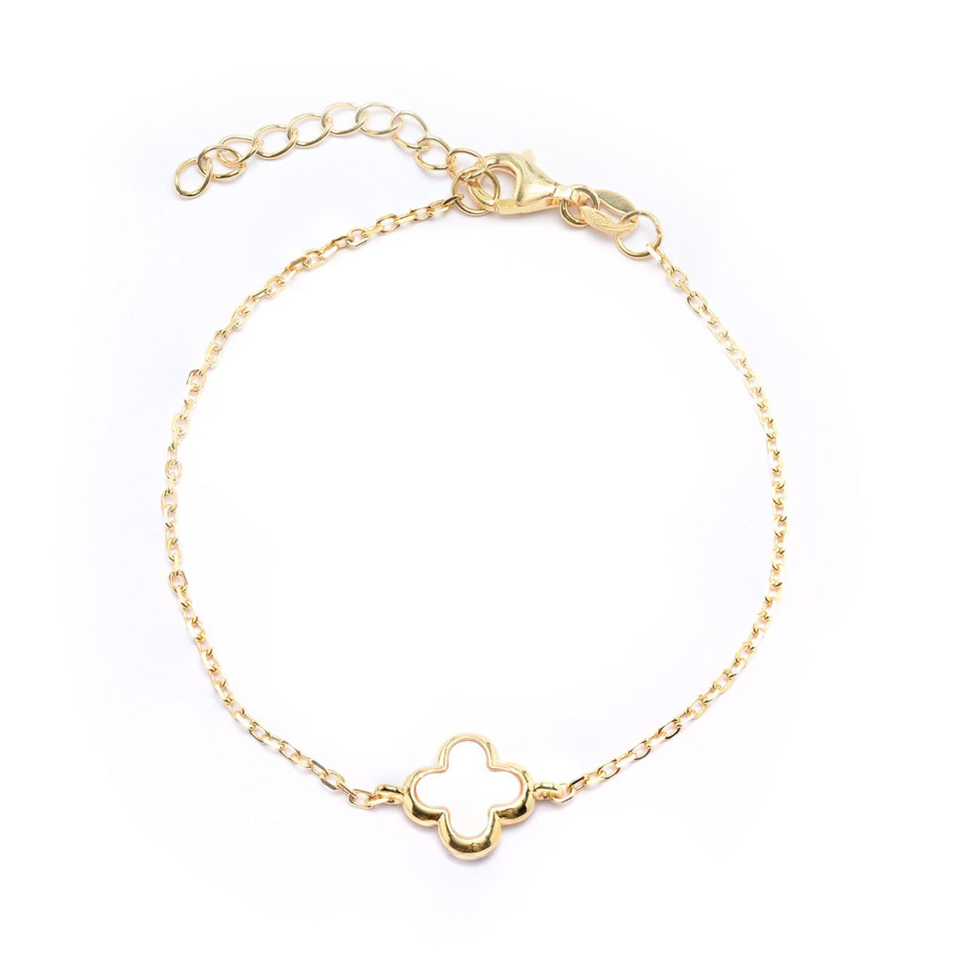Clover White Bracelet | Gold