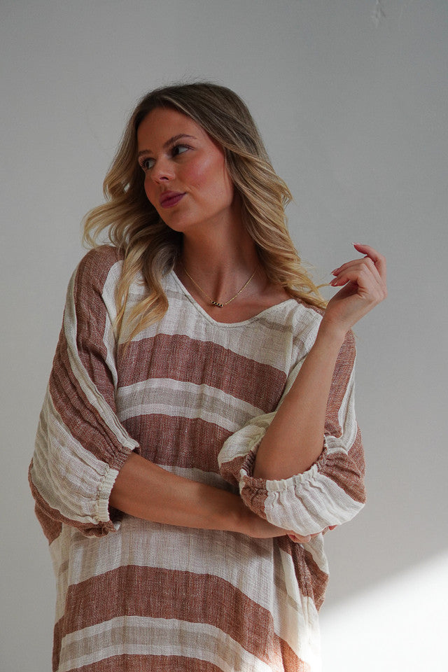 Rosa Kaftan | Rust Stripe