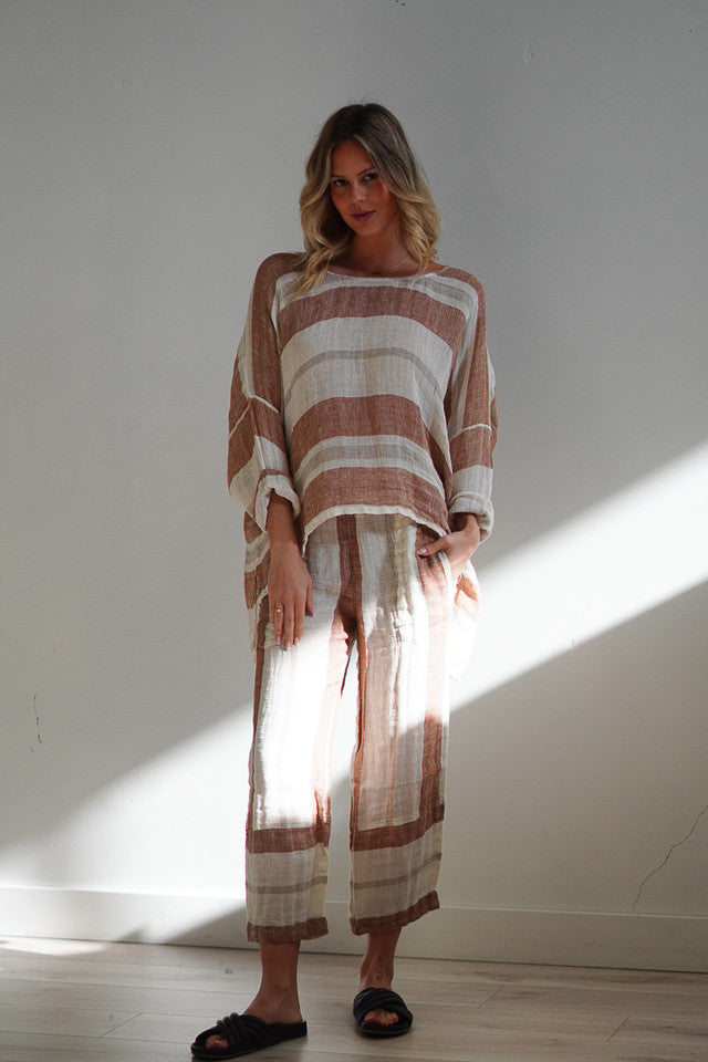 Valentina Top | Rust Stripe