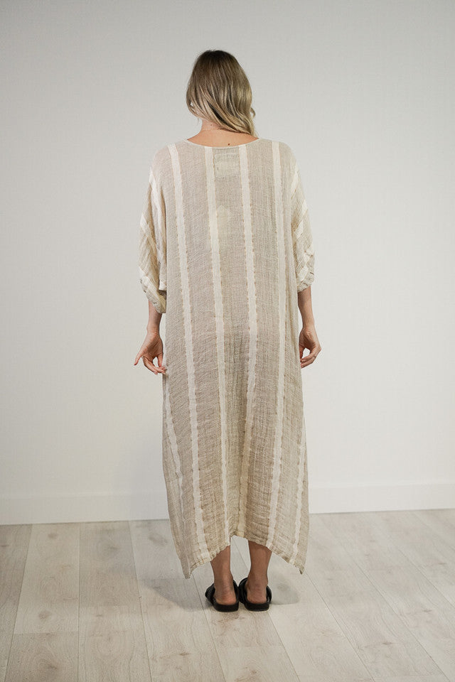 Rosa Kaftan | Natural White w/ Gold Strand