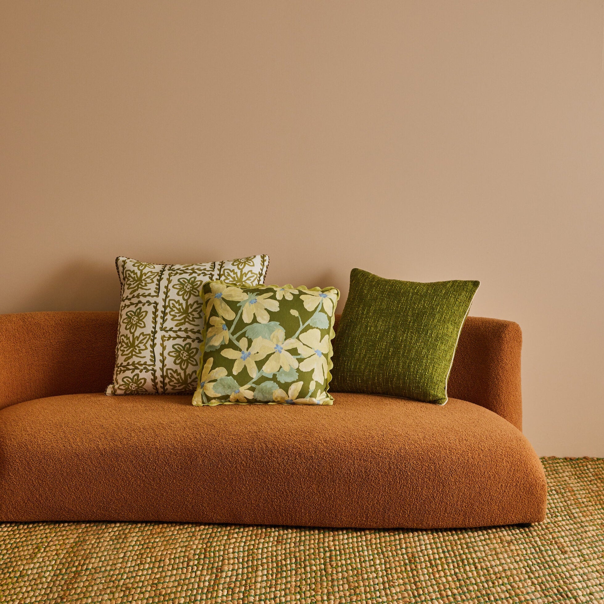 Daisy Olive Linen Cushion
