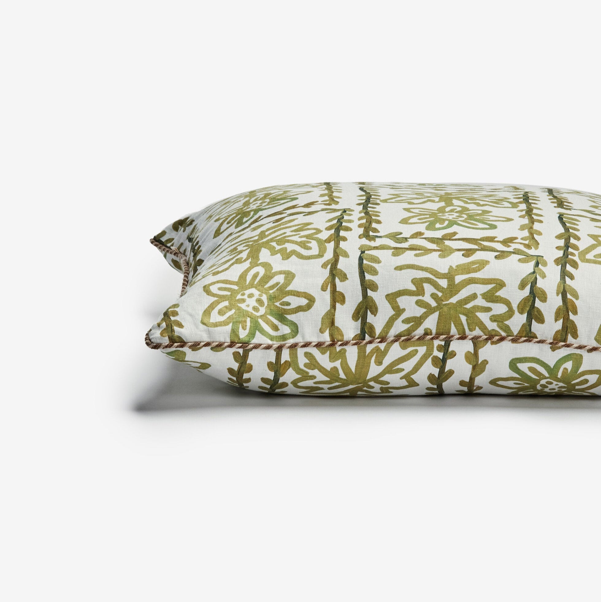 Daisy Olive Linen Cushion
