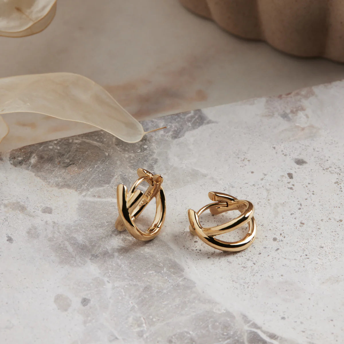 Moonkiss Huggie Earrings | Gold