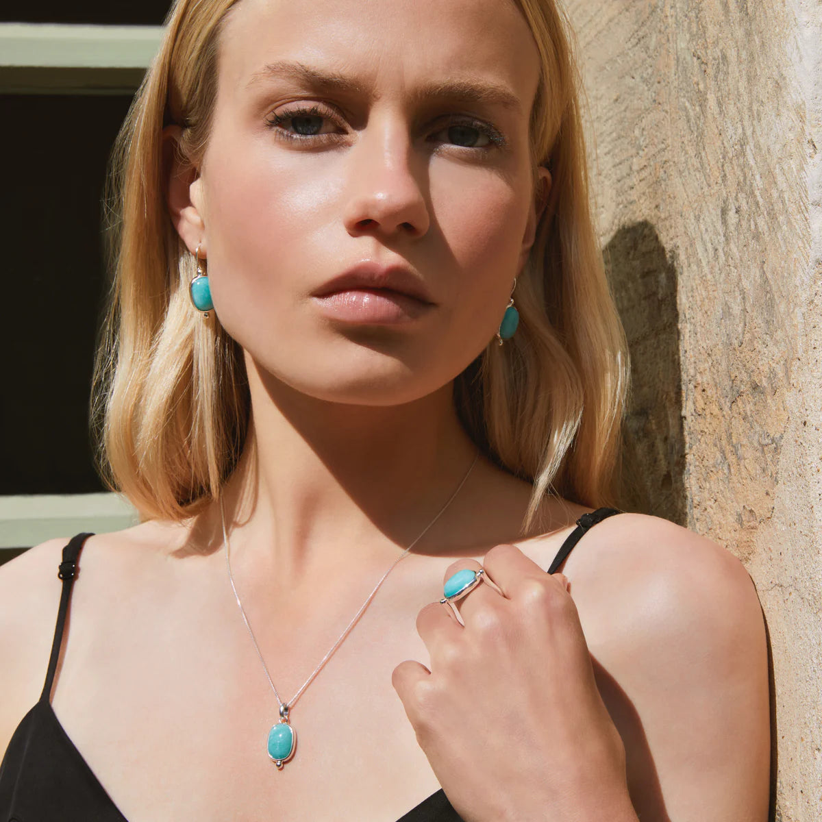 Fleur Amazonite Earrings | Silver