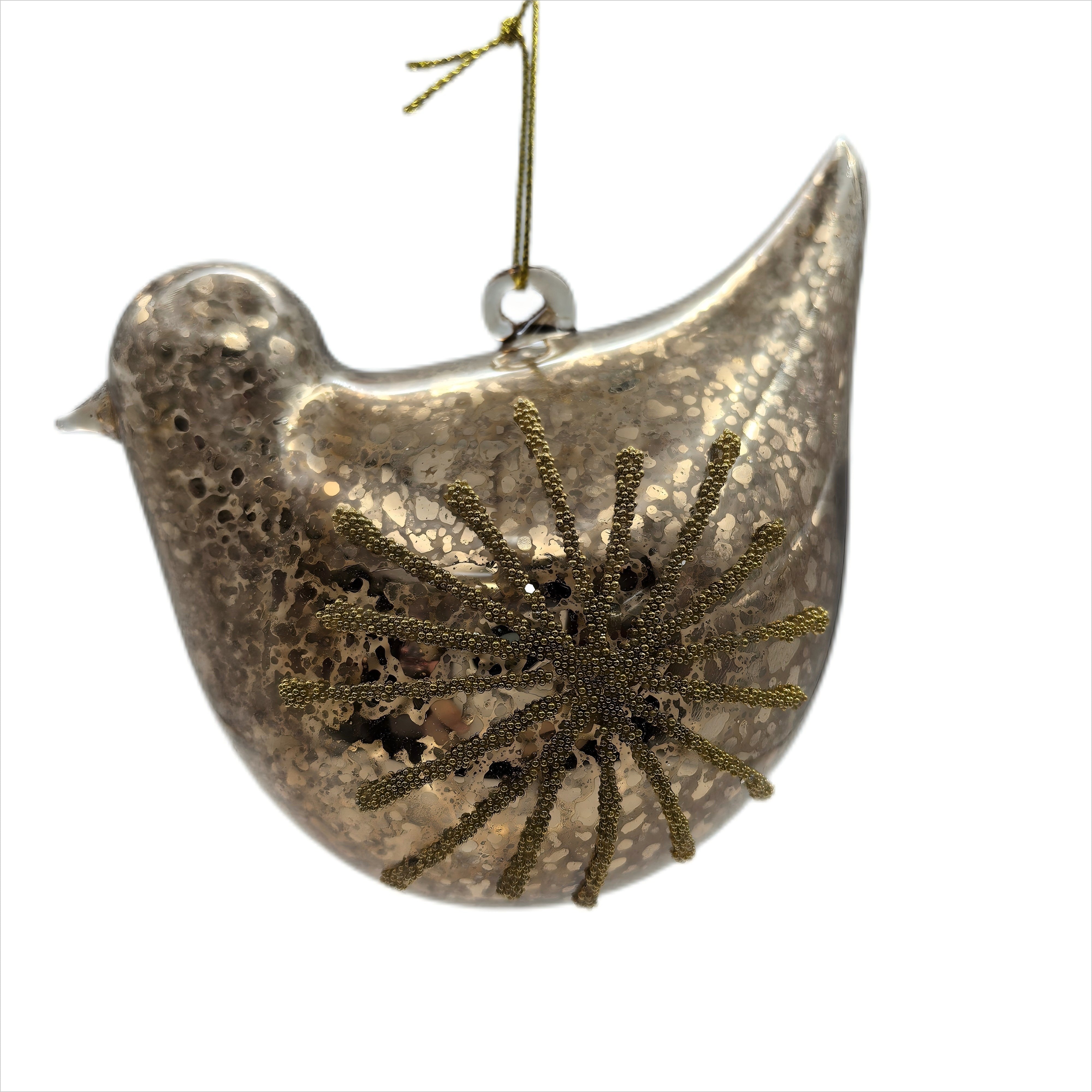 Gold Glass Hen Bauble