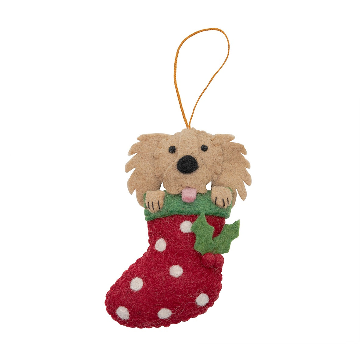 Golden Retriever in Stocking Christmas Ornament