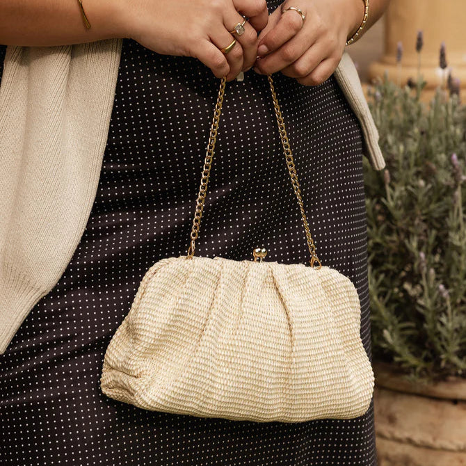Goldie Clutch | Raffia Vanilla