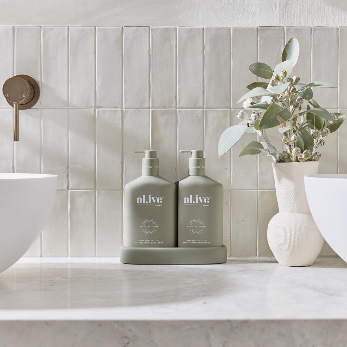 Green Pepper & Lotus Wash & Lotion Duo + Tray