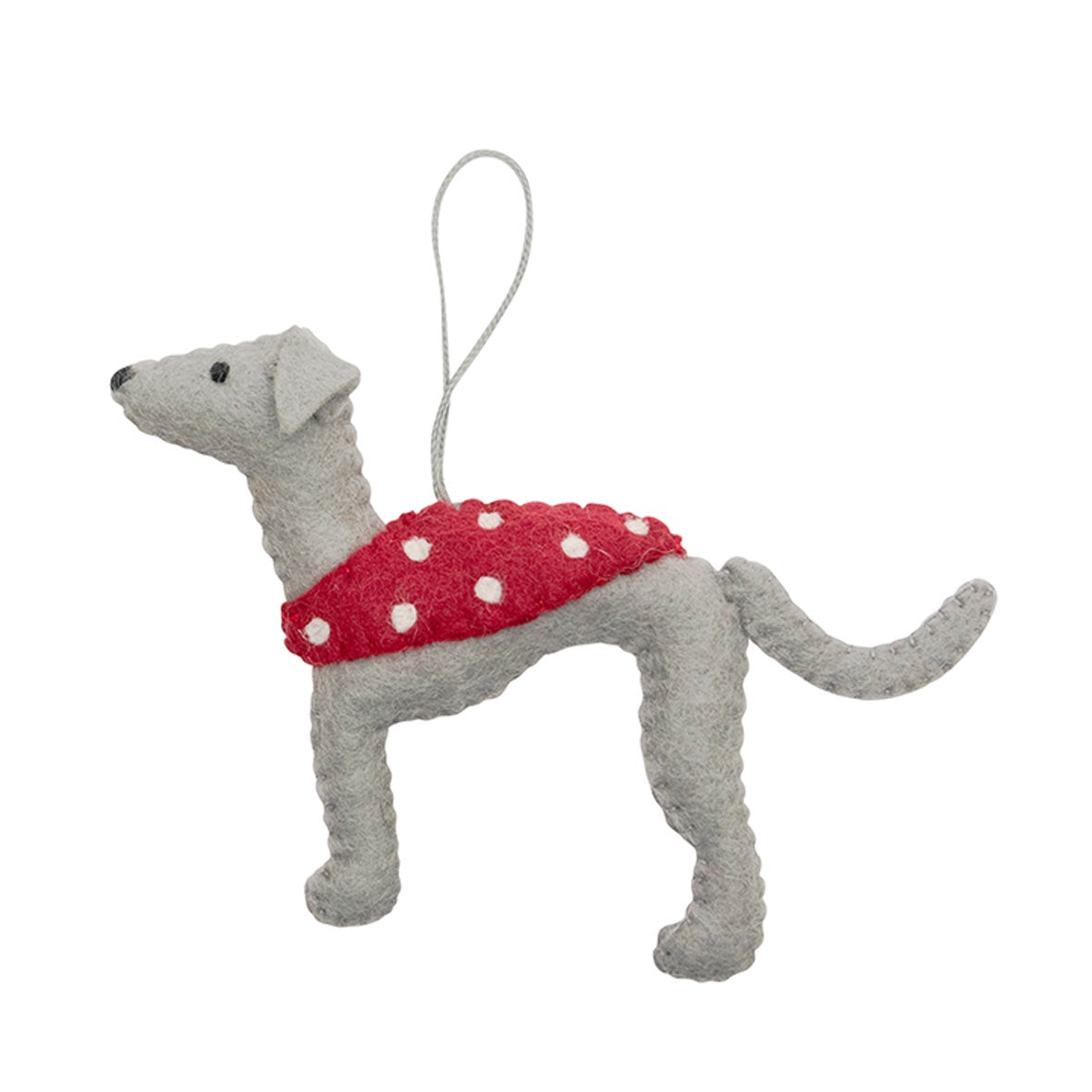 Greyhound w/Coat Felt Christmas Ornament