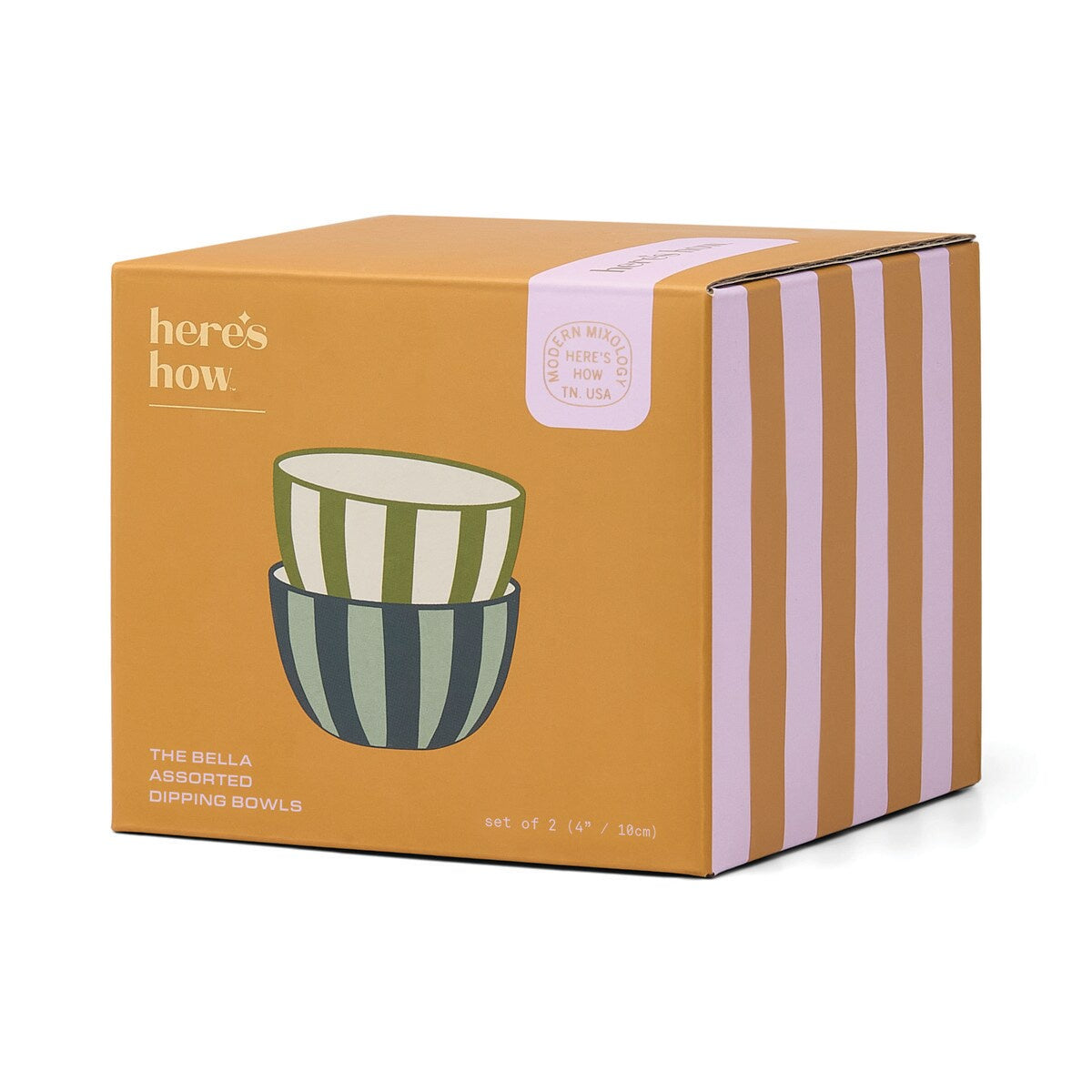 Bella Dipping Bowls | Green + Blue Stripe