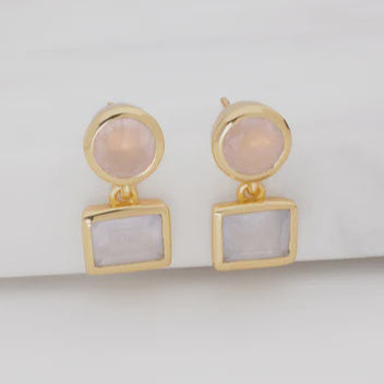 Jess Earrings | Rose Quartz / Orange