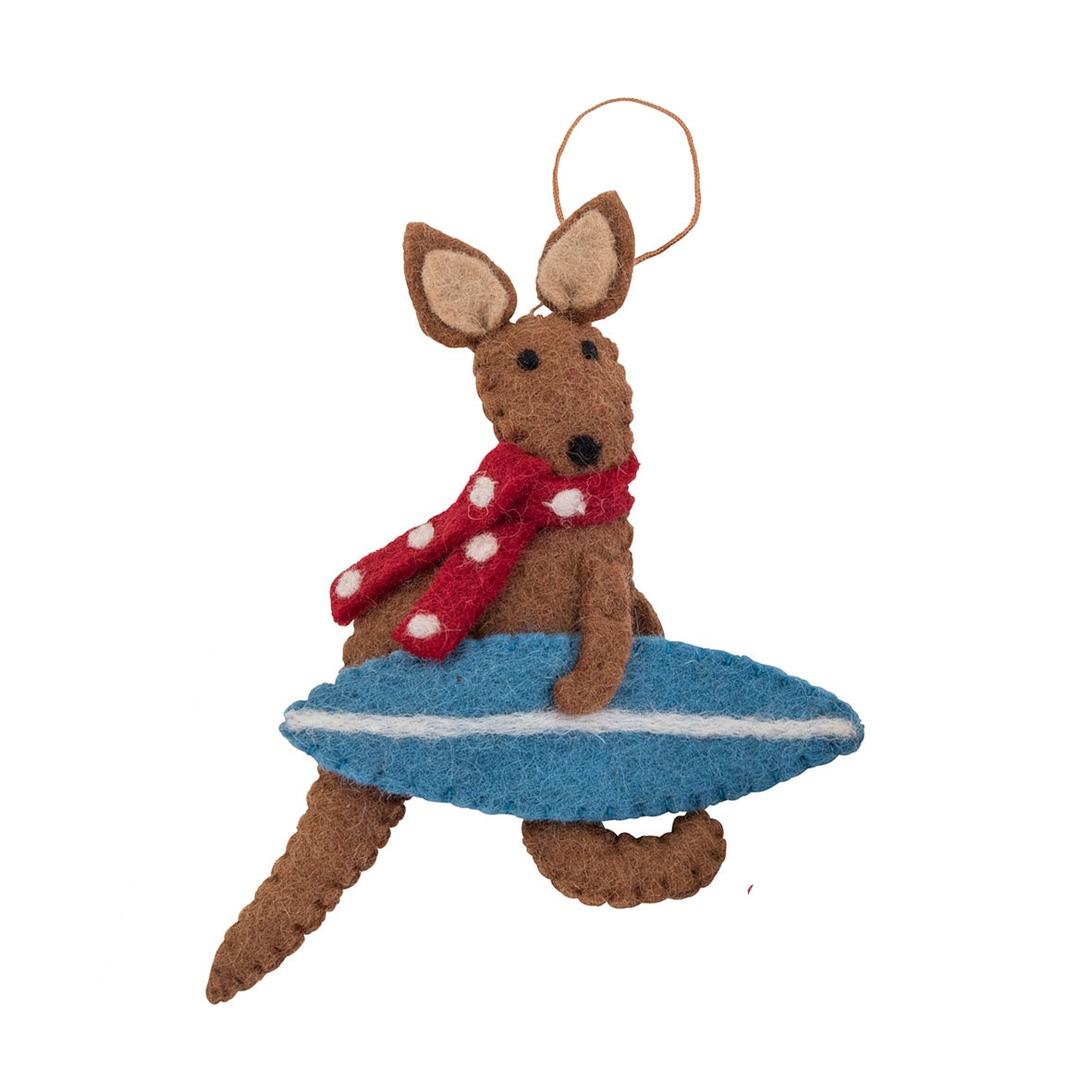 Kangaroo w/Surfboard Christmas Ornament