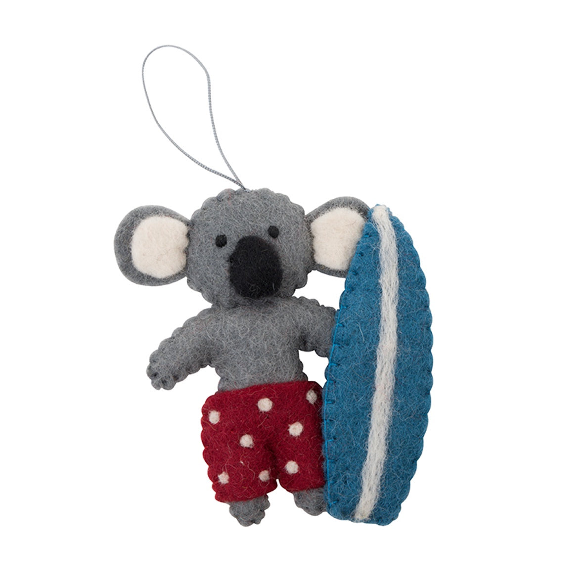 Koala w/Surfboard Felt Christmas Ornament