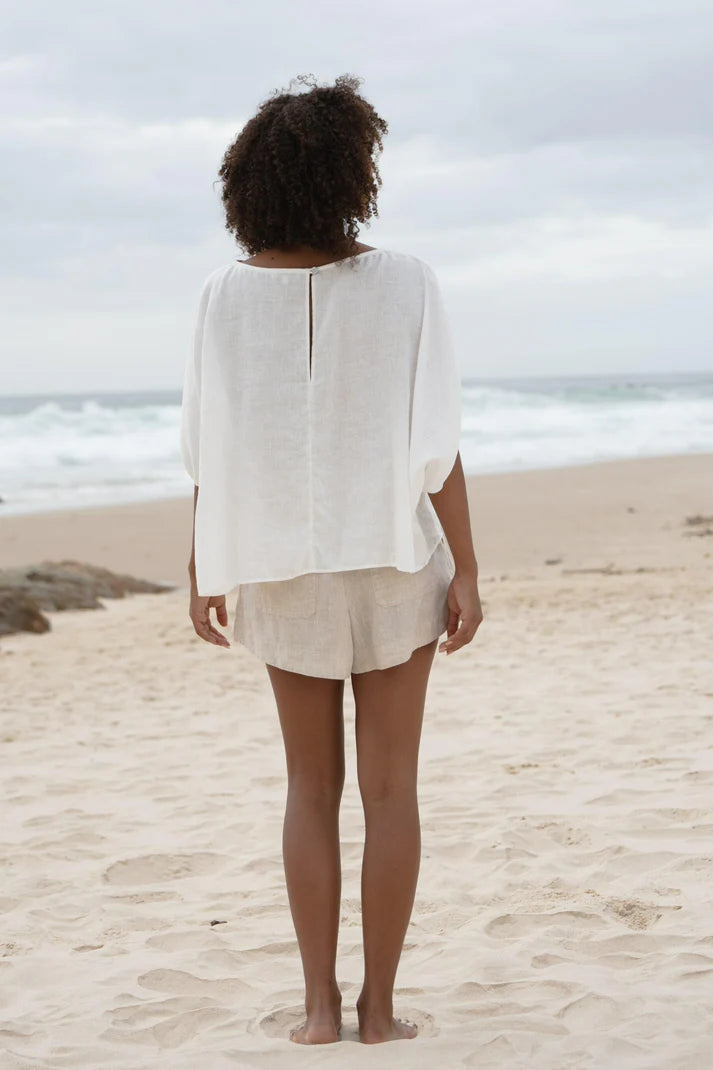 Tina Linen Top | Ivory