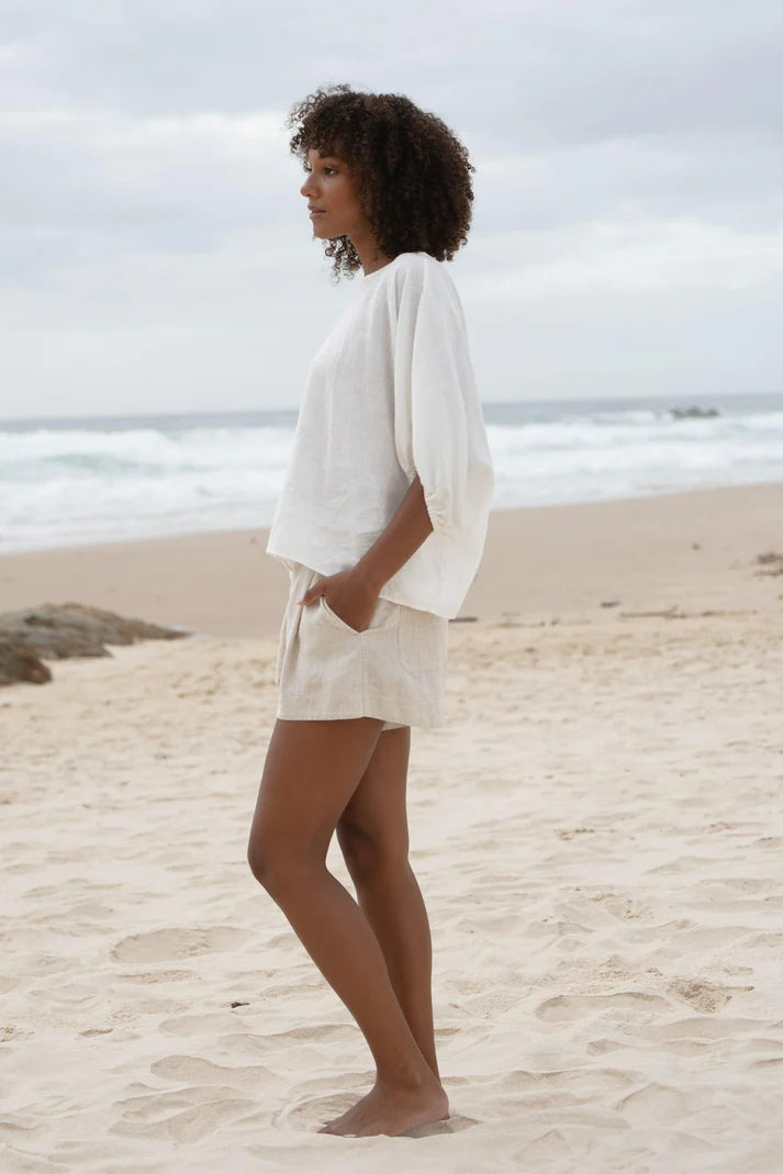 Tina Linen Top | Ivory