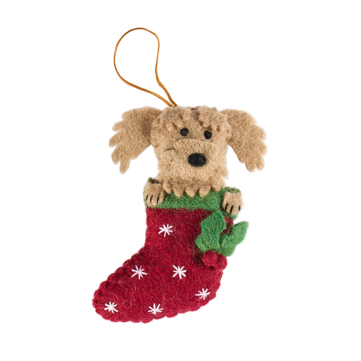 Labradoodle in Stocking Christmas Ornament