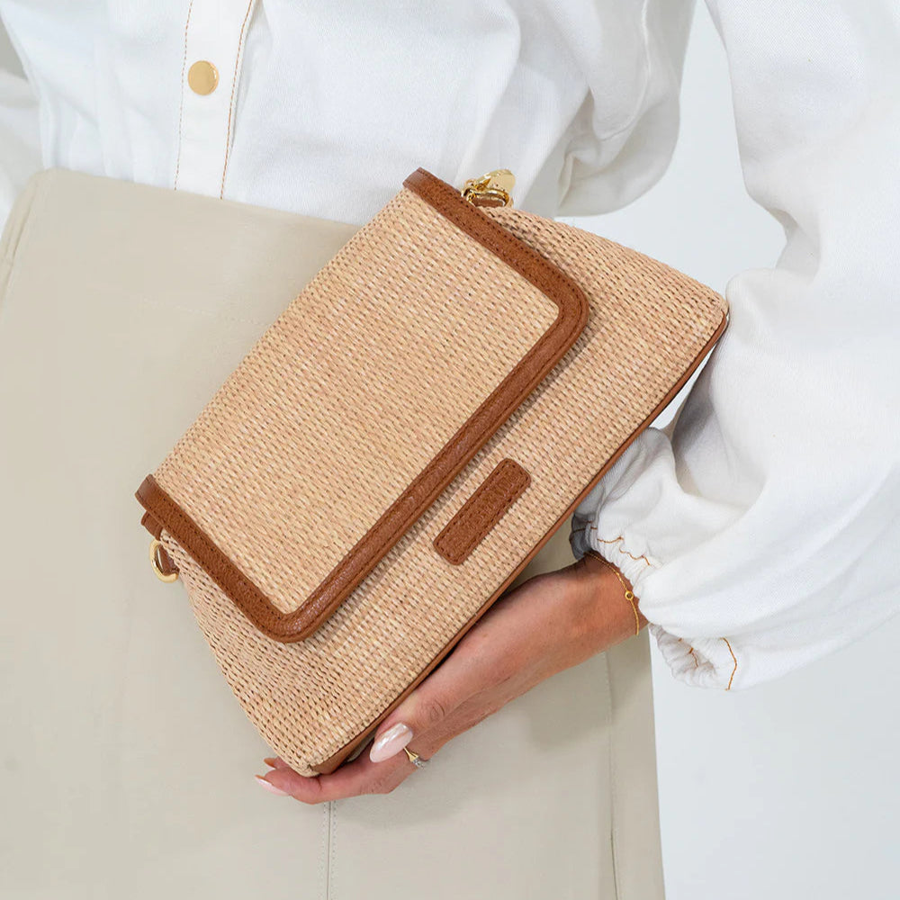 Lugano Xbody Bag | Tan/Natural Weave