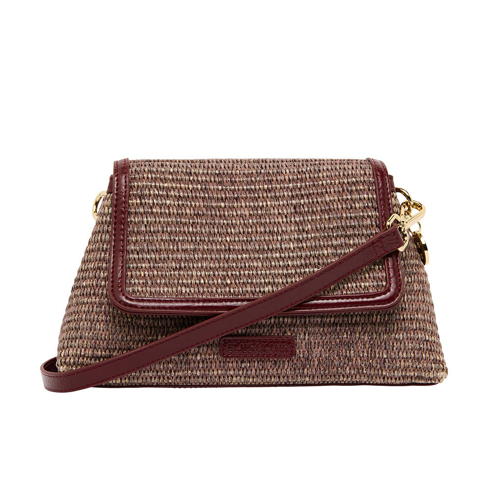 Lugano Xbody Bag | Burgundy/Coco Weave