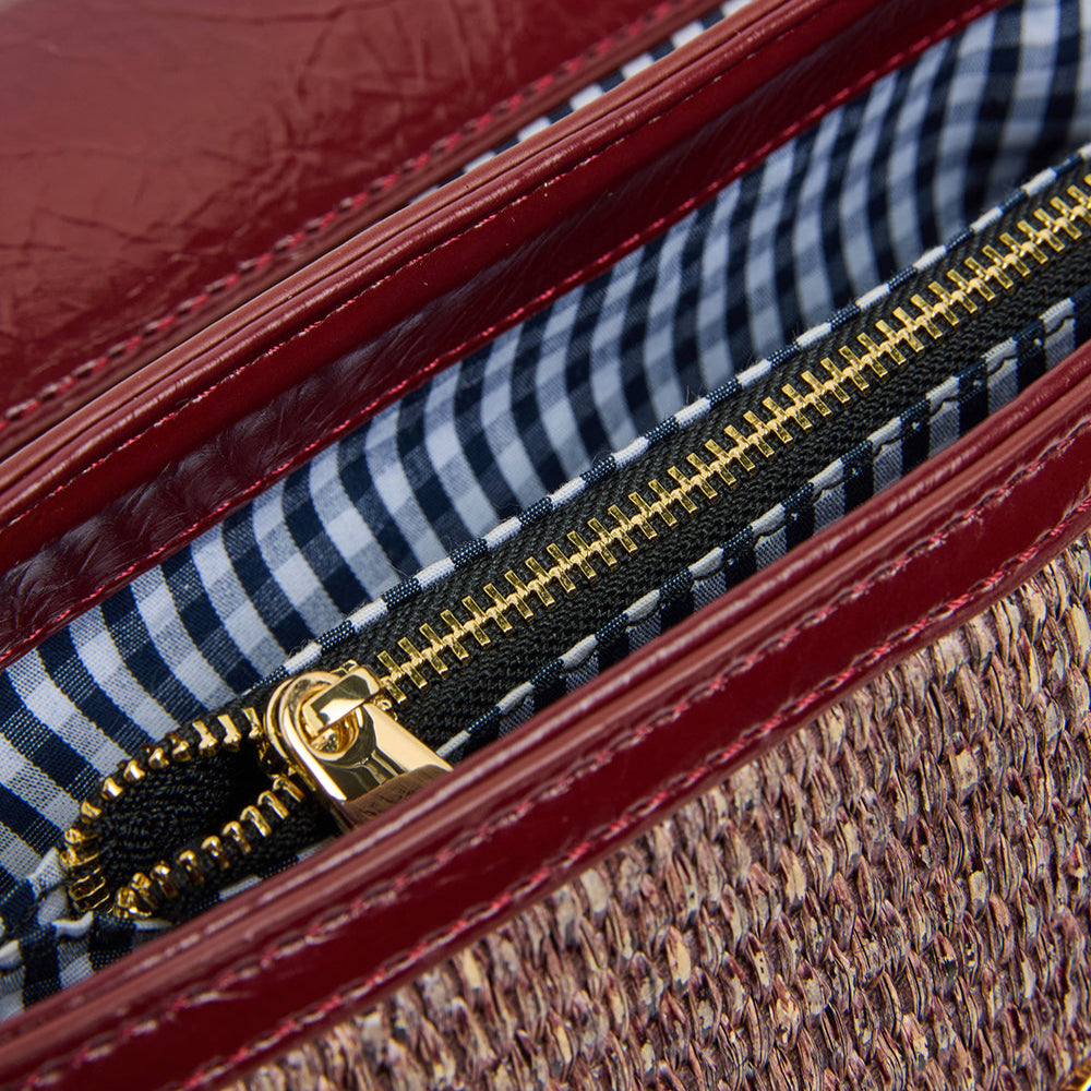 Lugano Xbody Bag | Burgundy/Coco Weave