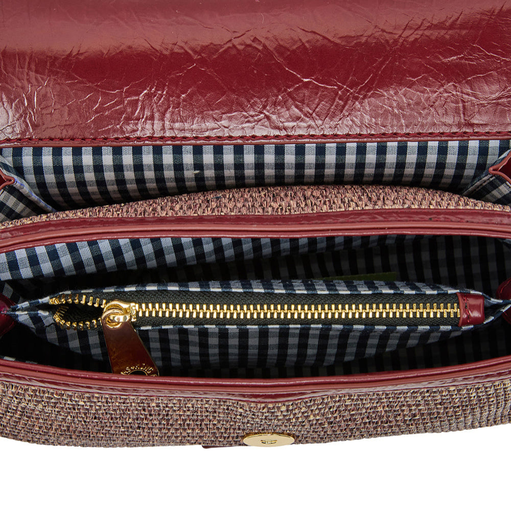 Lugano Xbody Bag | Burgundy/Coco Weave
