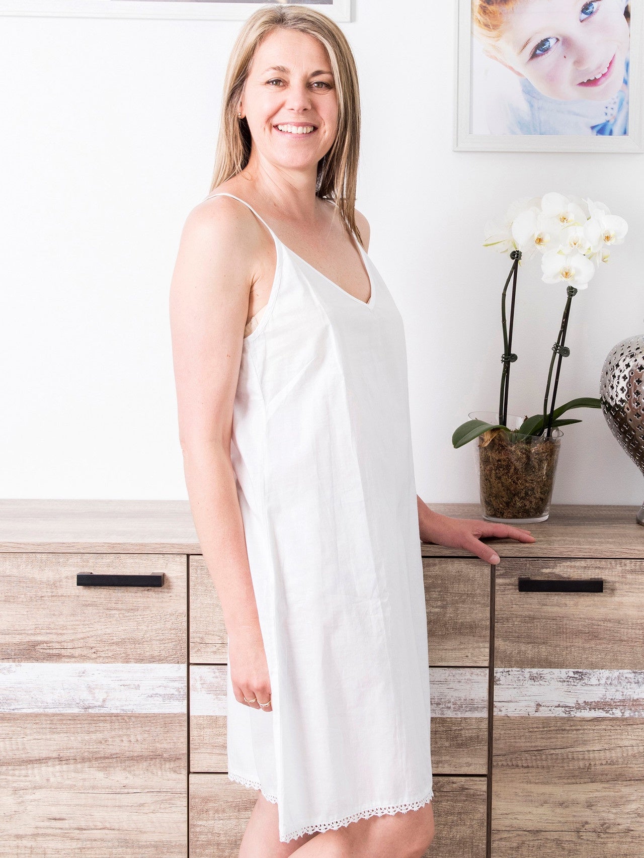 Lulu Slip with Lace Hem | White