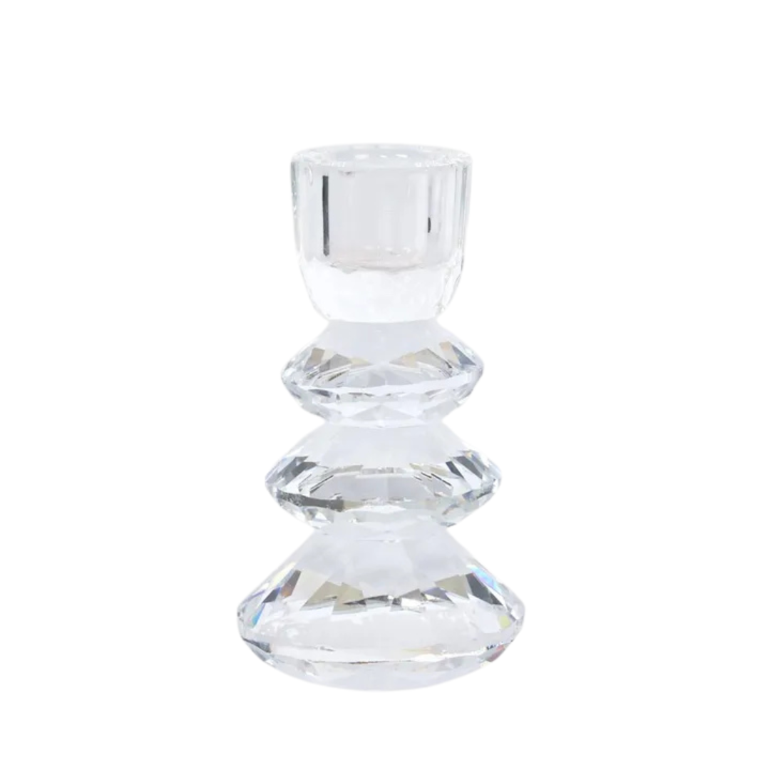 Lustre Glass Cut Candle Holder | Clear